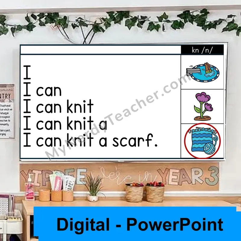 kn Silent Letter (/n/) Sentence Pyramids — Digital Fluency Practice