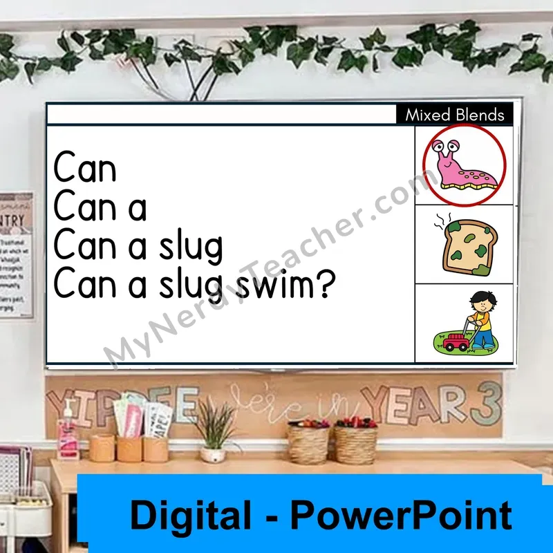 Mixed Blends Review Sentence Pyramids — Digital Fluency Practice