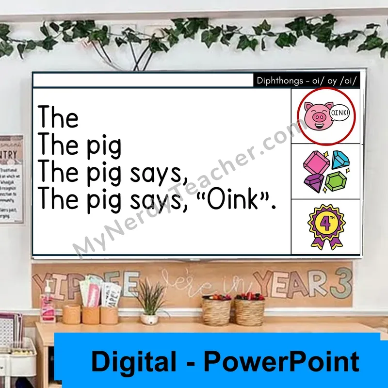 Diphthongs oi, oy (/oi/) Sentence Pyramids — Digital Fluency Practice