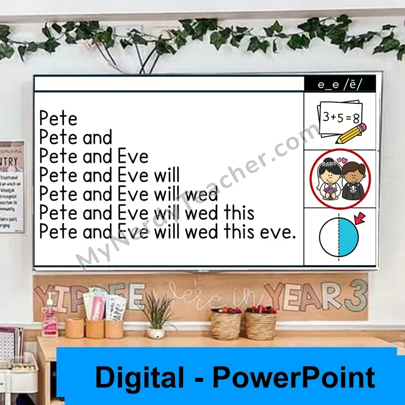 e_e (/ē/) Sentence Pyramids — Digital Fluency Practice
