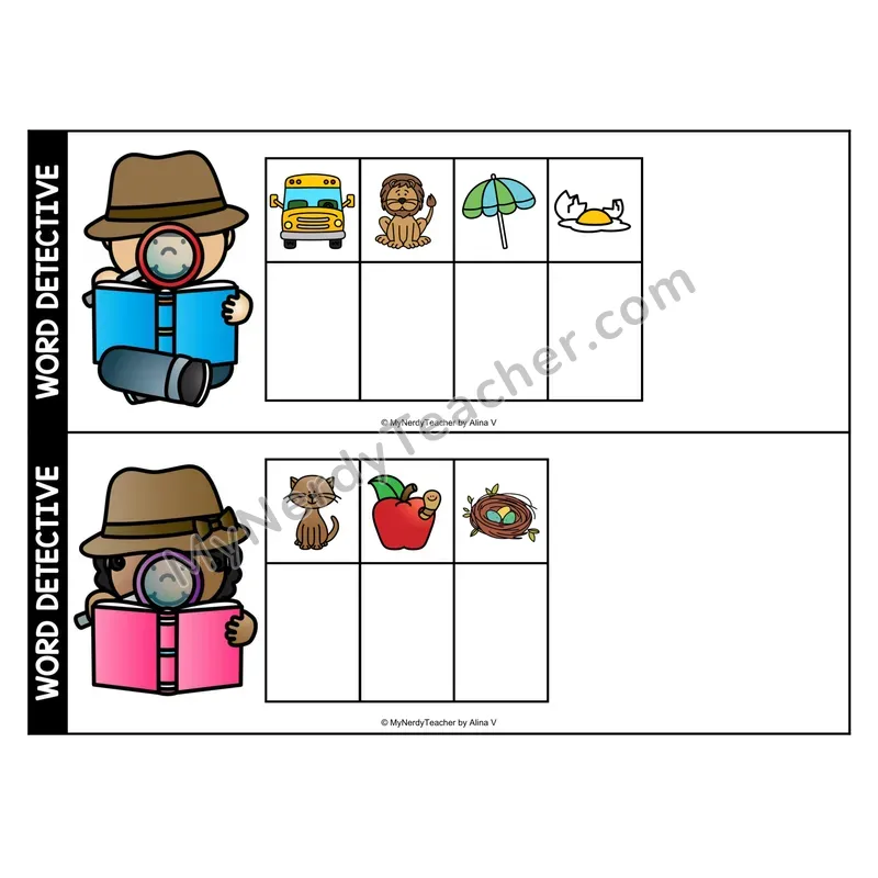 Secret Sight Words Center — Word Detective Picture Clues (Color)