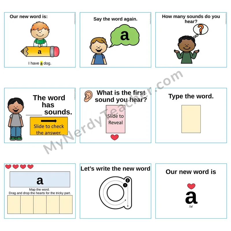 Heart Word Slides Sight Word — a (Editable PowerPoint Lesson)