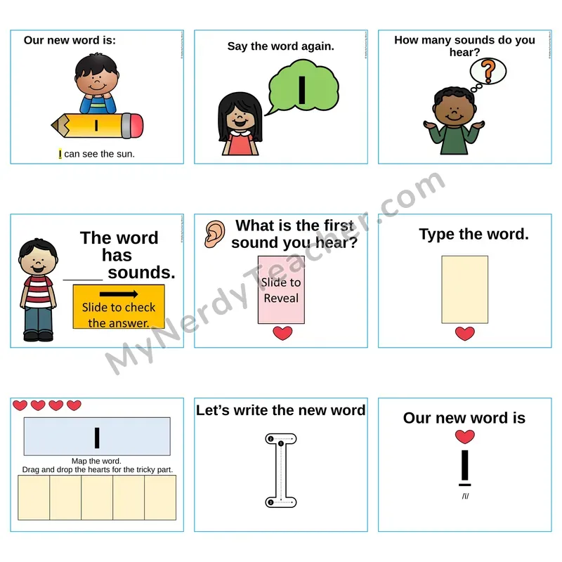Heart Word Slides Sight Word — I (Editable PowerPoint Lesson)