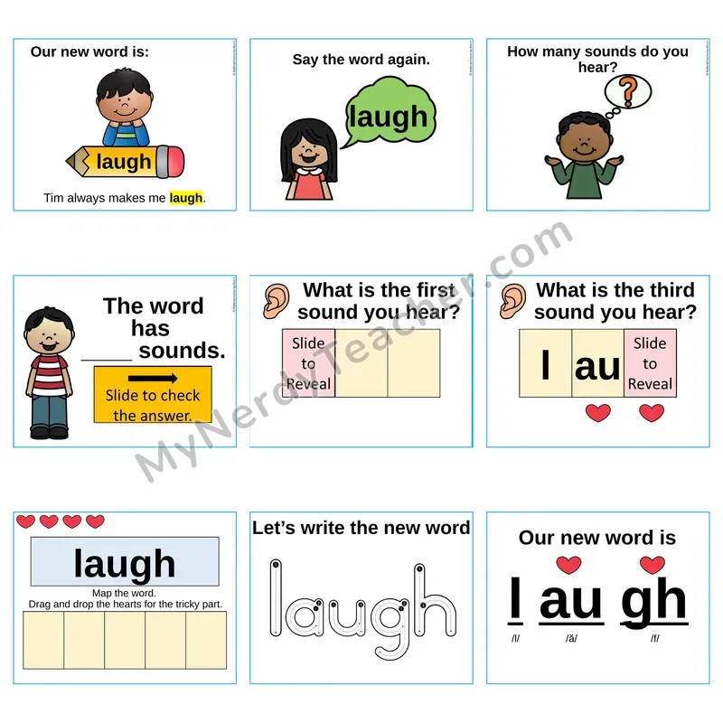 Heart Word Slides Sight Word — laugh (Editable PowerPoint Lesson)