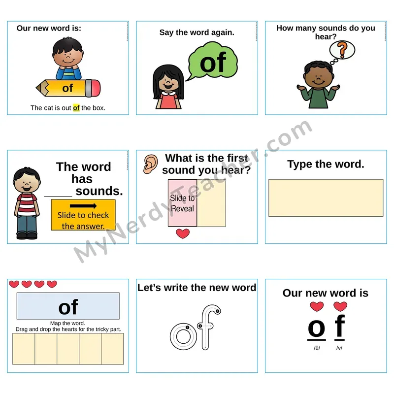 Heart Word Slides Sight Word — of (Editable PowerPoint Lesson)
