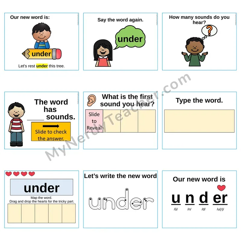 Heart Word Slides Sight Word — under (Editable PowerPoint Lesson)