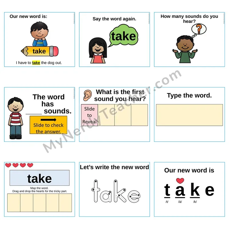 Heart Word Slides Sight Word — take (Editable PowerPoint Lesson)