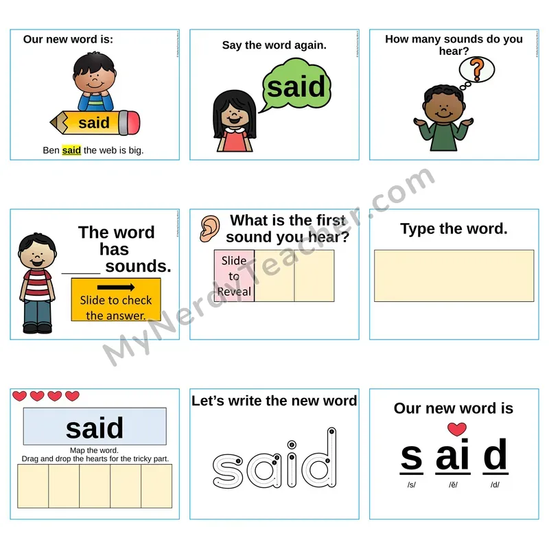 Heart Word Slides Sight Word — said (Editable PowerPoint Lesson)