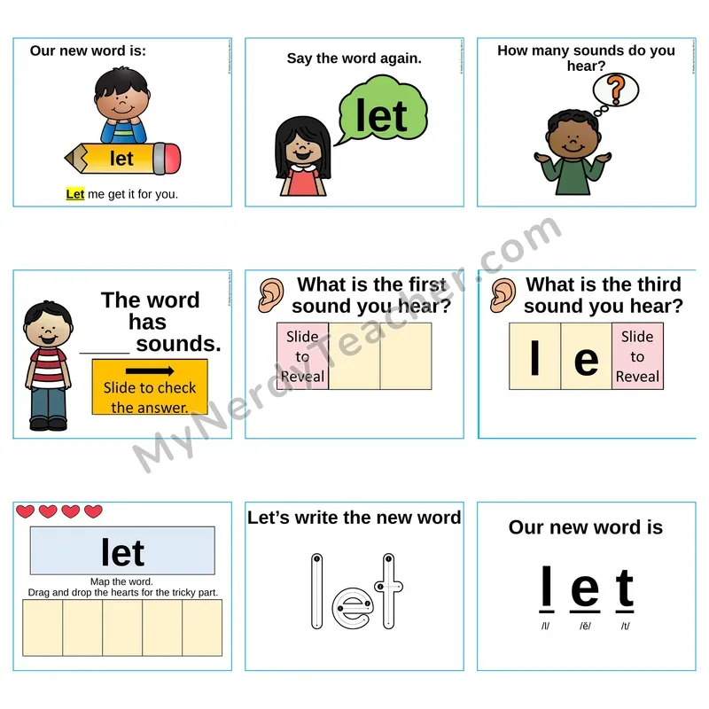 Heart Word Slides Sight Word — let (Editable PowerPoint Lesson)
