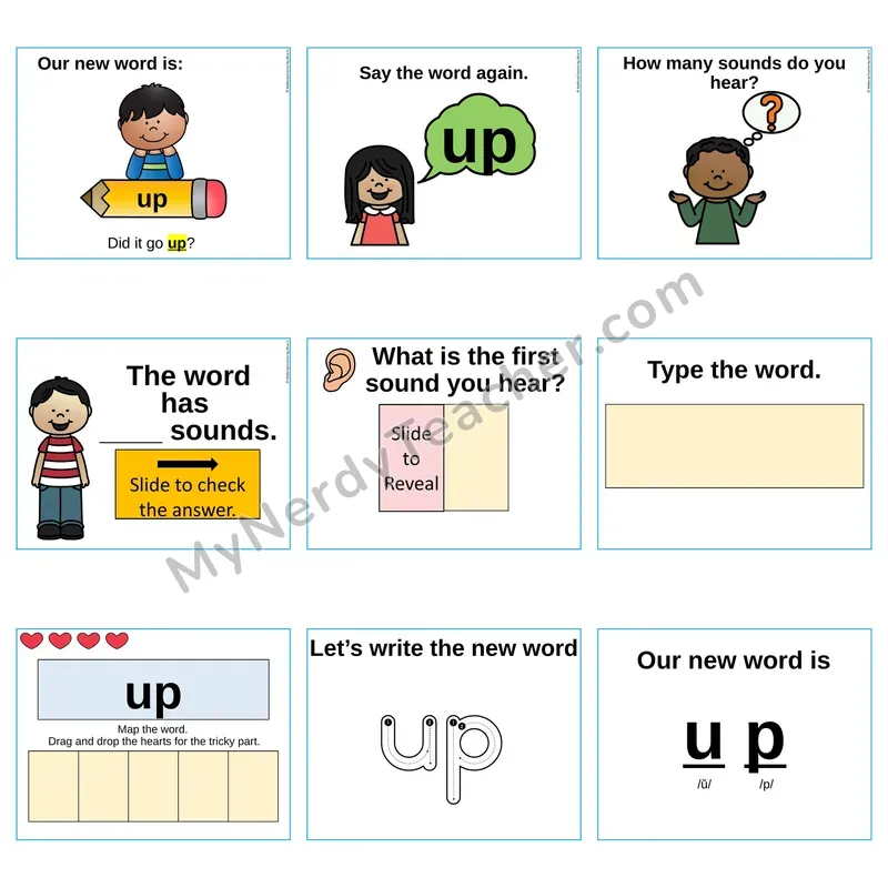 Heart Word Slides Sight Word — up (Editable PowerPoint Lesson)