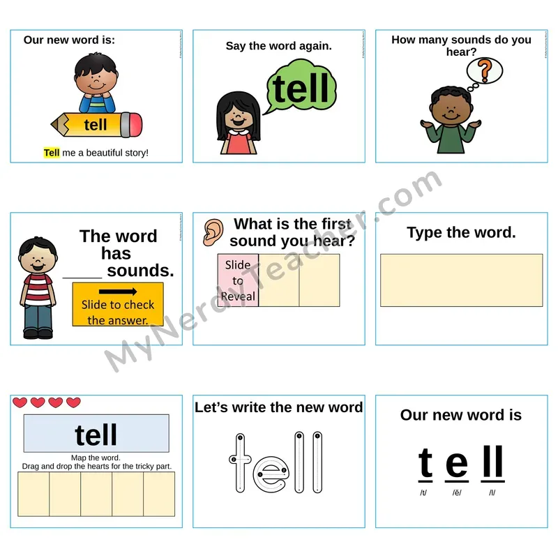 Heart Word Slides Sight Word — tell (Editable PowerPoint Lesson)