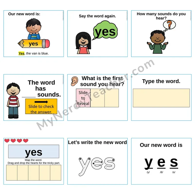 Heart Word Slides Sight Word — yes (Editable PowerPoint Lesson)