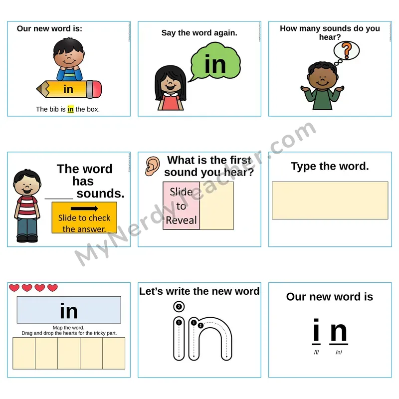 Heart Word Slides Sight Word — in (Editable PowerPoint Lesson)