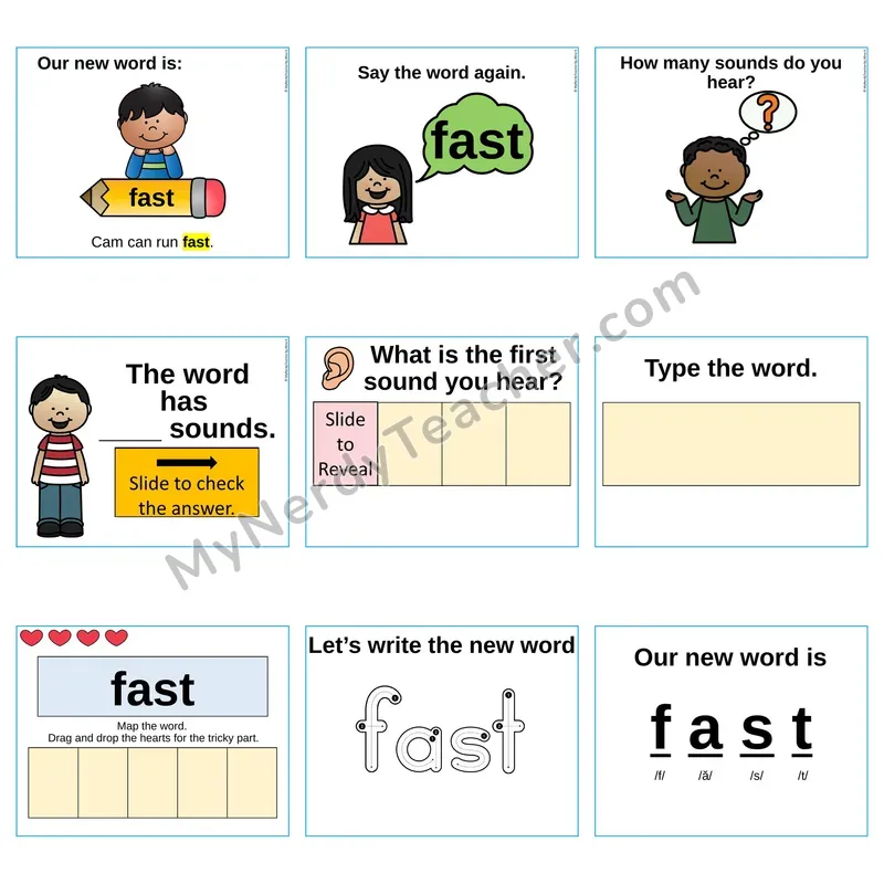 Heart Word Slides Sight Word — fast (Editable PowerPoint Lesson)
