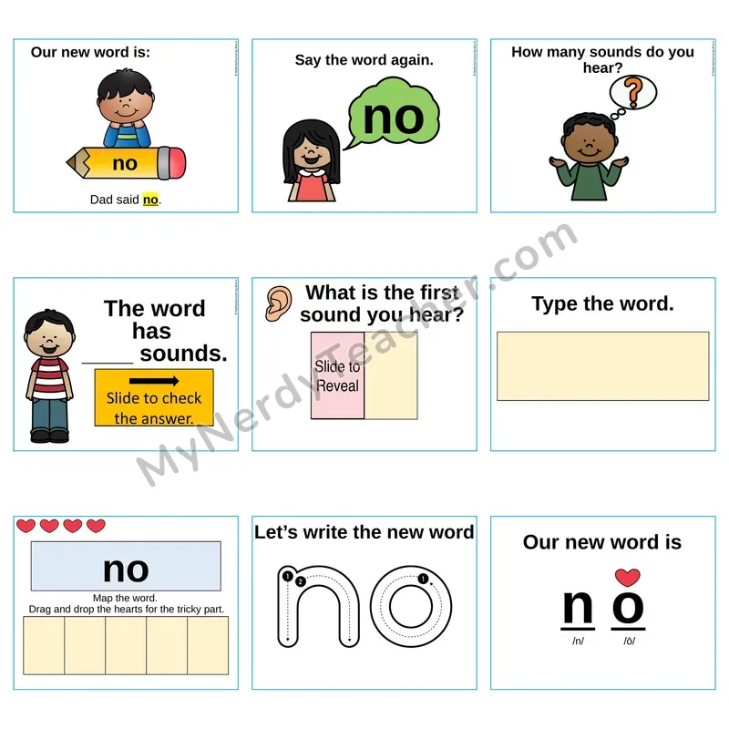 Heart Word Slides Sight Word — no (Editable PowerPoint Lesson)