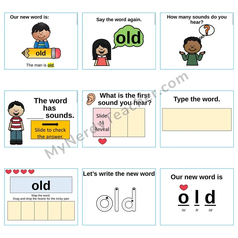 Heart Word Slides Sight Word — old (Editable PowerPoint Lesson)
