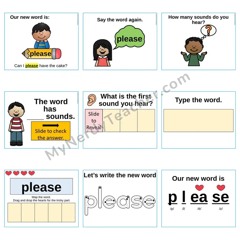 Heart Word Slides Sight Word — please (Editable PowerPoint Lesson)