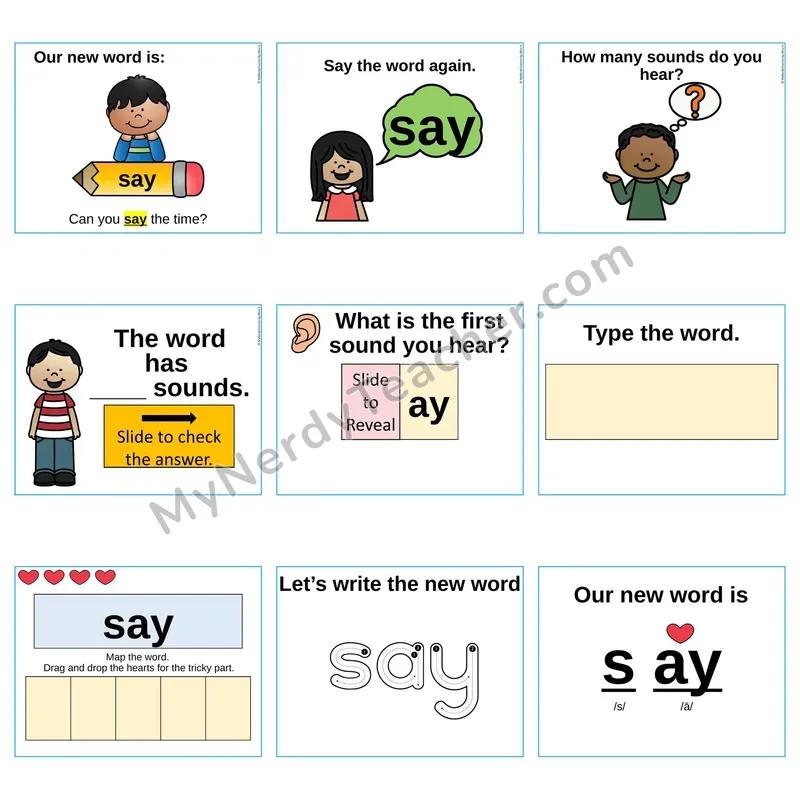 Heart Word Slides Sight Word — say (Editable PowerPoint Lesson)