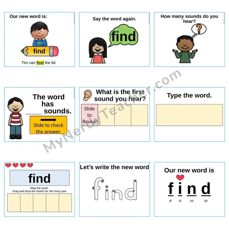 Heart Word Slides Sight Word — find (Editable PowerPoint Lesson)