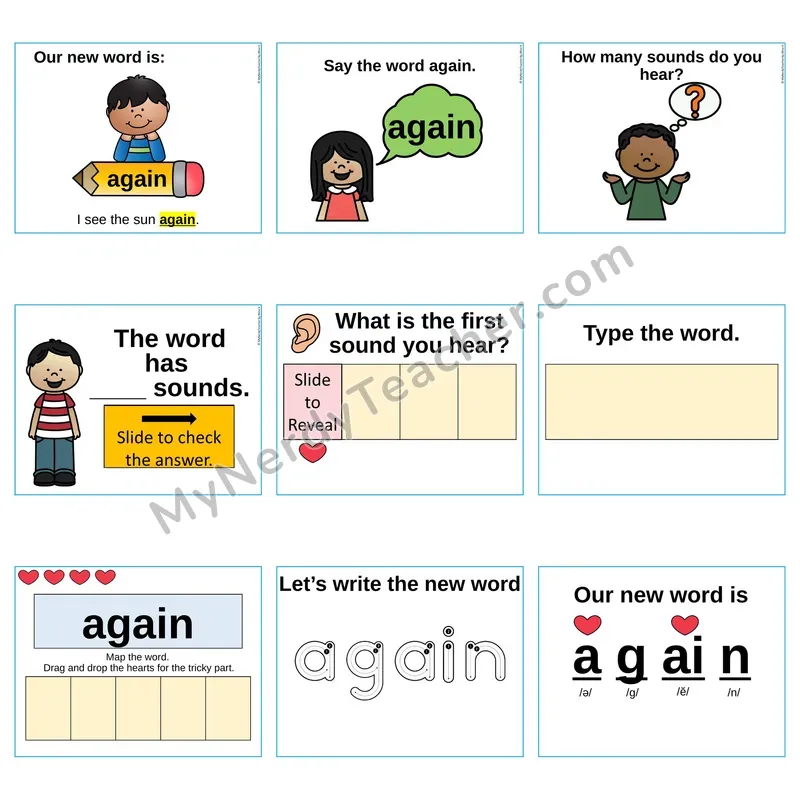 Heart Word Slides Sight Word — again (Editable PowerPoint Lesson)