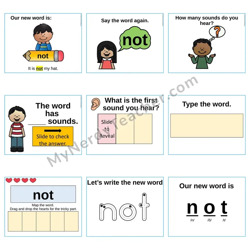 Heart Word Slides Sight Word — not (Editable PowerPoint Lesson)