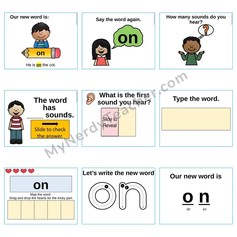Heart Word Slides Sight Word — on (Editable PowerPoint Lesson)