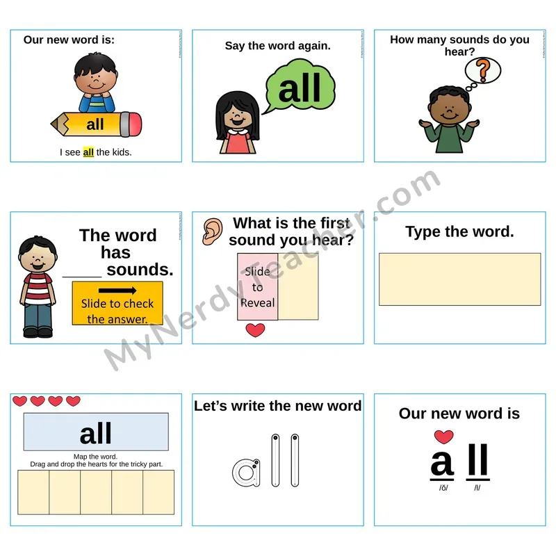 Heart Word Slides Sight Word — all (Editable PowerPoint Lesson)