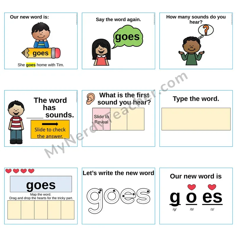 Heart Word Slides Sight Word — goes (Editable PowerPoint Lesson)