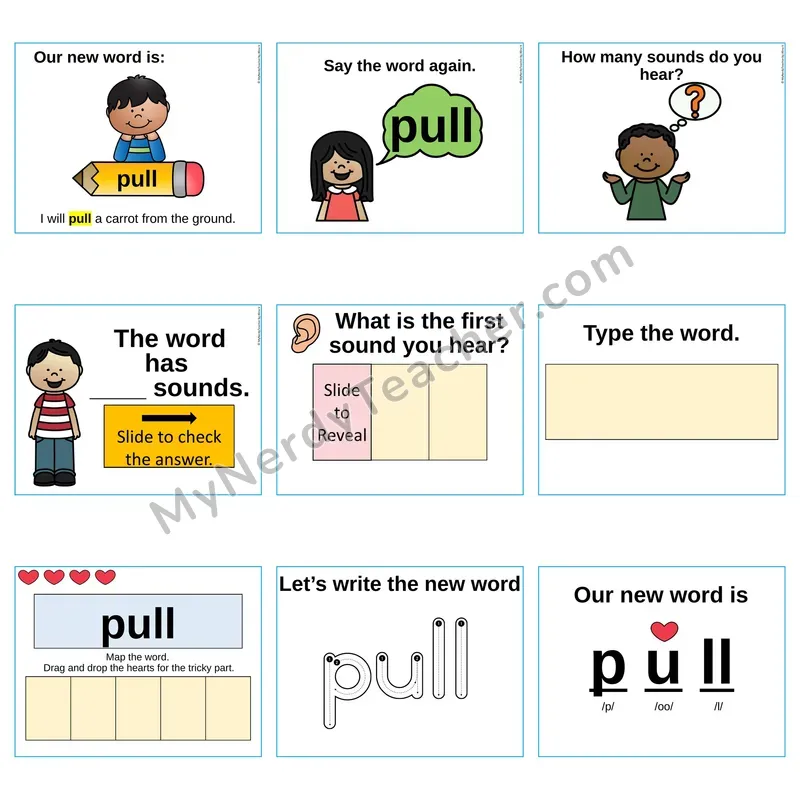Heart Word Slides Sight Word — pull (Editable PowerPoint Lesson)