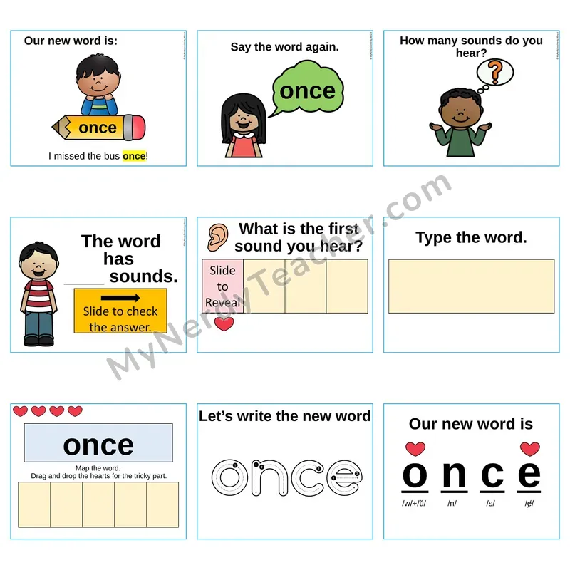 Heart Word Slides Sight Word — once (Editable PowerPoint Lesson)