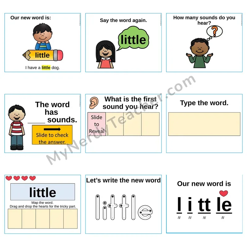 Heart Word Slides Sight Word — little (Editable PowerPoint Lesson)