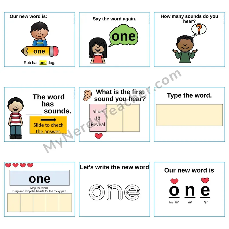 Heart Word Slides Sight Word — one (Editable PowerPoint Lesson)