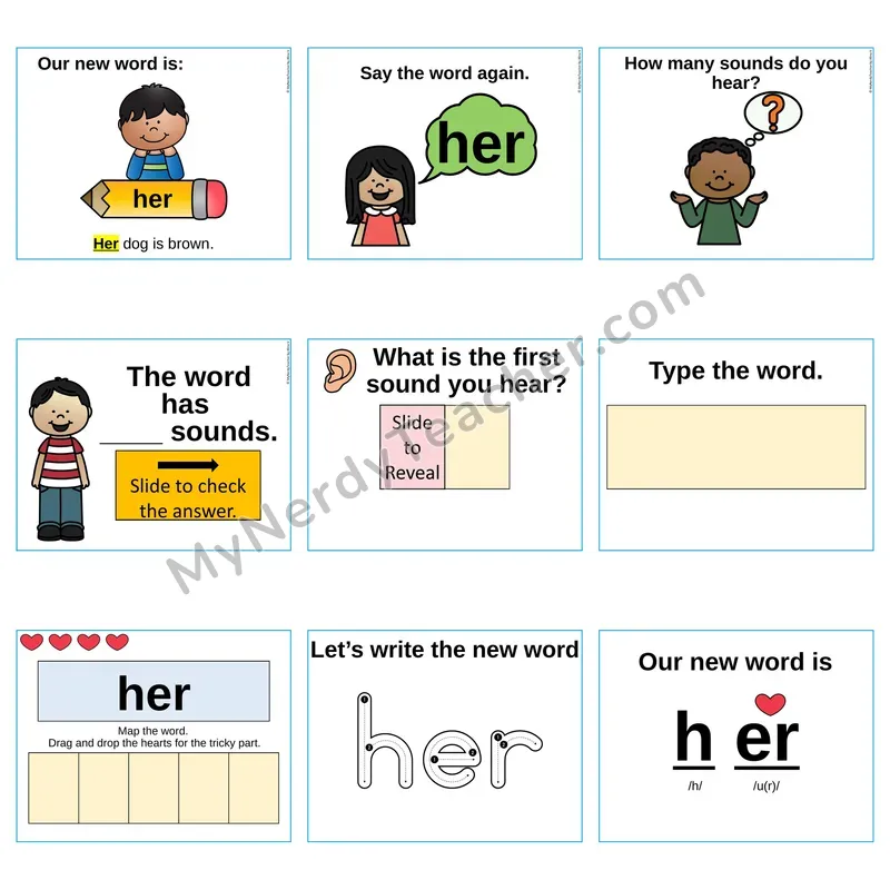 Heart Word Slides Sight Word — her (Editable PowerPoint Lesson)
