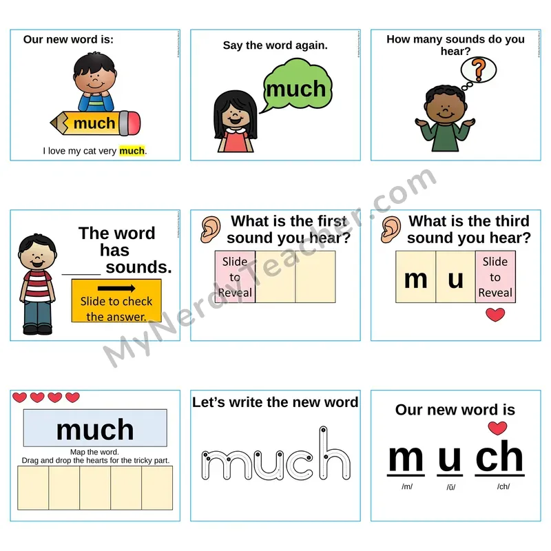 Heart Word Slides Sight Word — much (Editable PowerPoint Lesson)