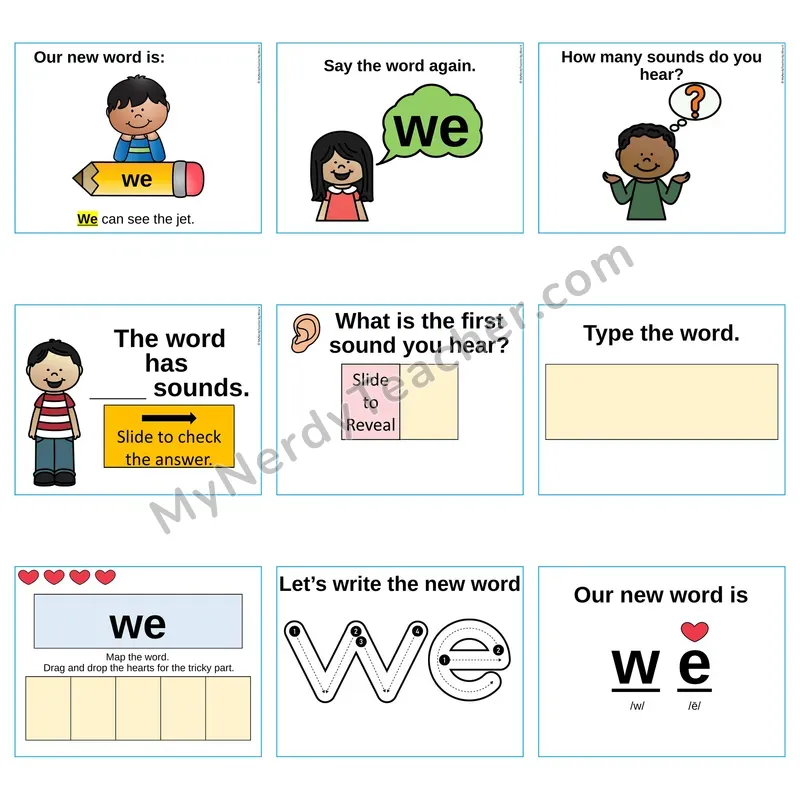 Heart Word Slides Sight Word — we (Editable PowerPoint Lesson)