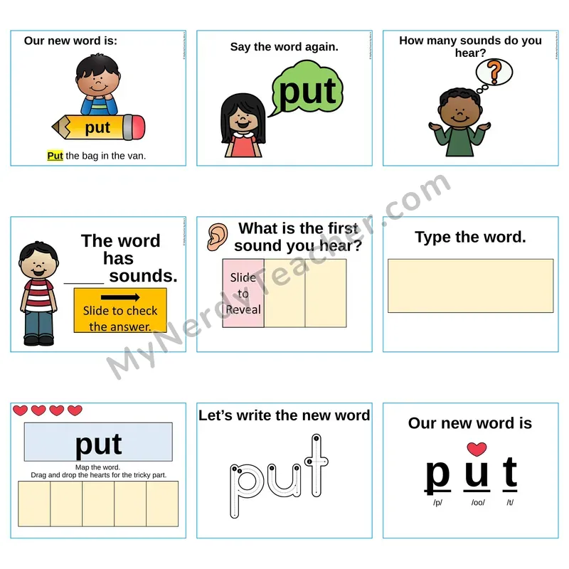 Heart Word Slides Sight Word — put (Editable PowerPoint Lesson)