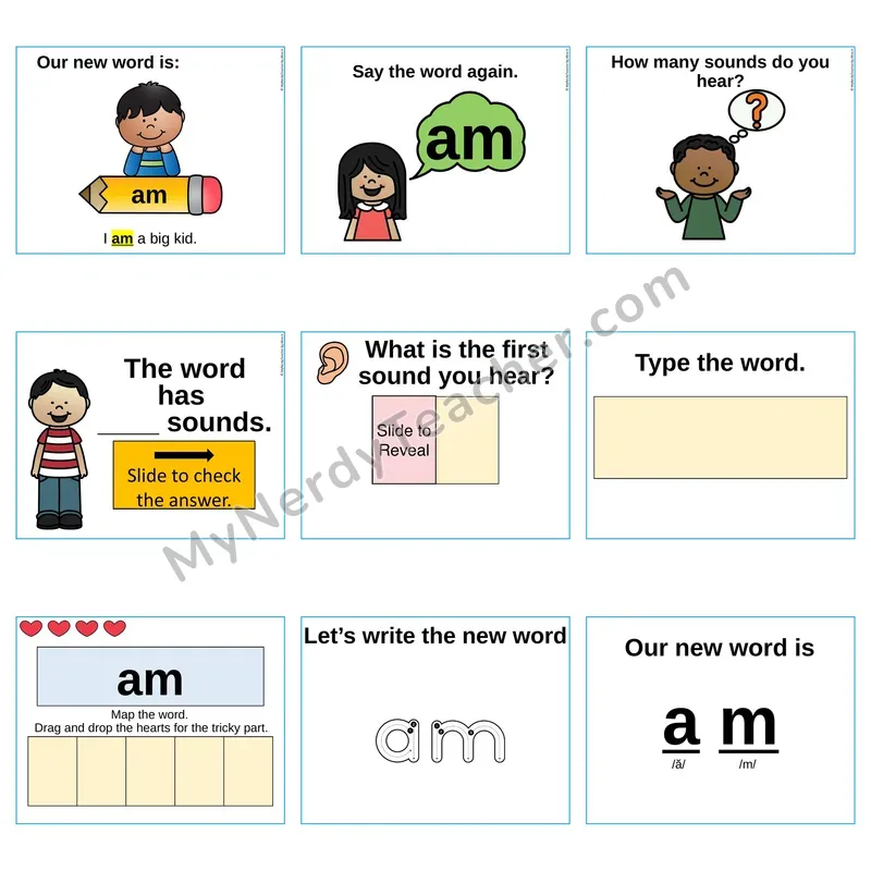 Heart Word Slides Sight Word — am (Editable PowerPoint Lesson)