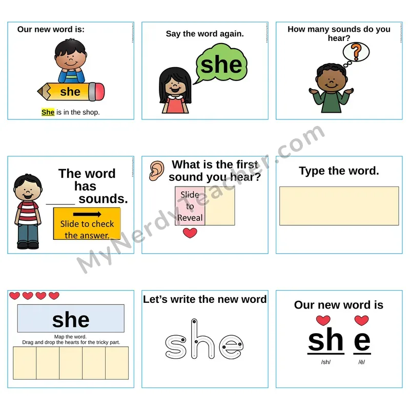 Heart Word Slides Sight Word — she (Editable PowerPoint Lesson)