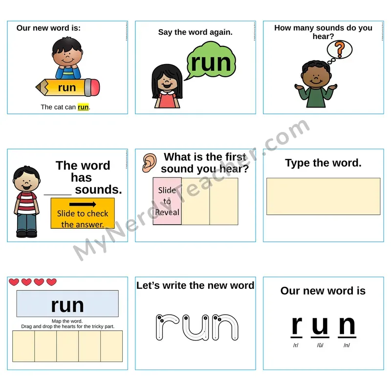 Heart Word Slides Sight Word — run (Editable PowerPoint Lesson)