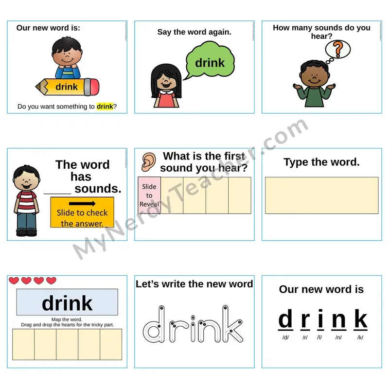 Heart Word Slides Sight Word — drink (Editable PowerPoint Lesson)