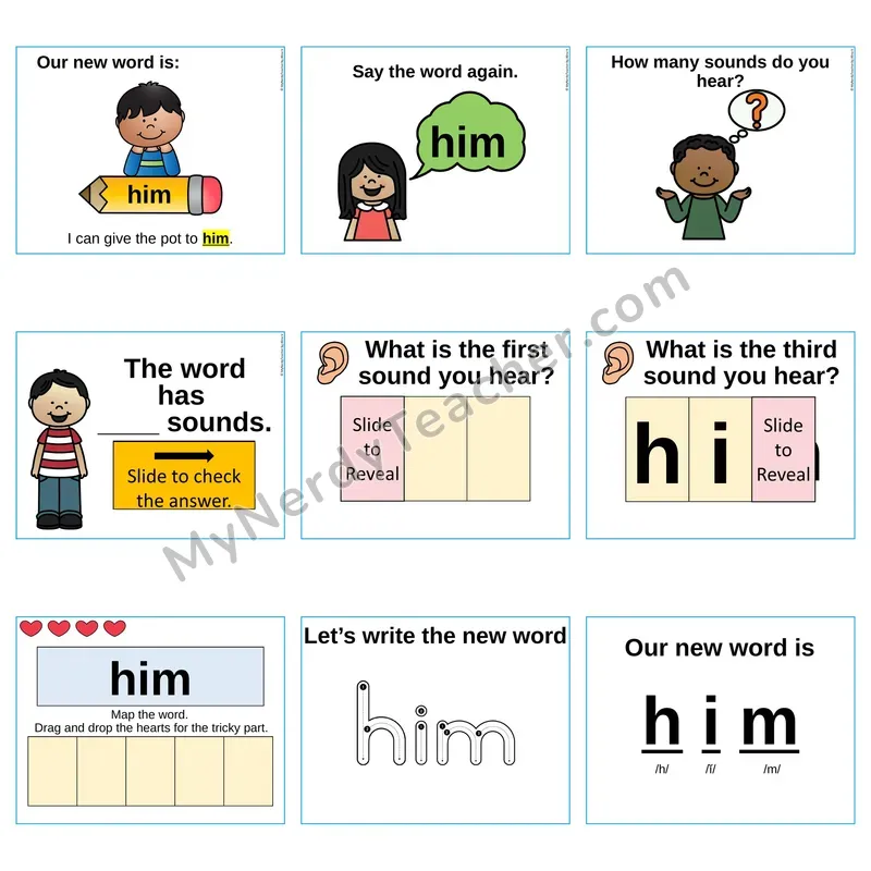 Heart Word Slides Sight Word — him (Editable PowerPoint Lesson)