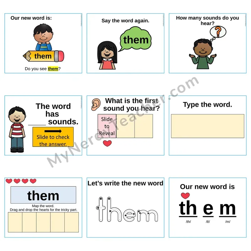 Heart Word Slides Sight Word — them (Editable PowerPoint Lesson)