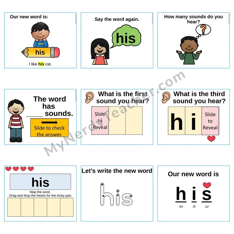 Heart Word Slides Sight Word — his (Editable PowerPoint Lesson)
