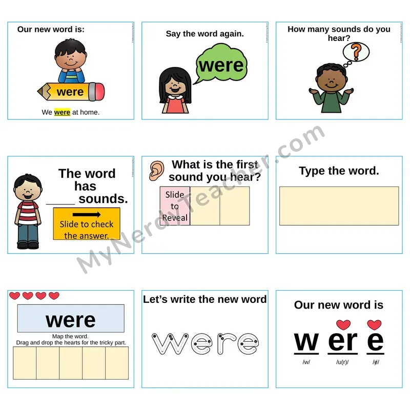 Heart Word Slides Sight Word — were (Editable PowerPoint Lesson)