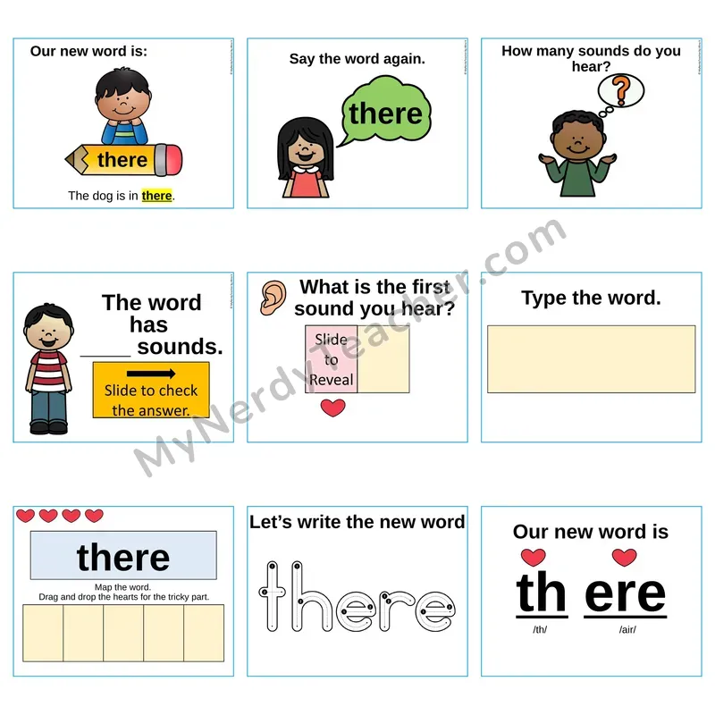 Heart Word Slides Sight Word — there (Editable PowerPoint Lesson)