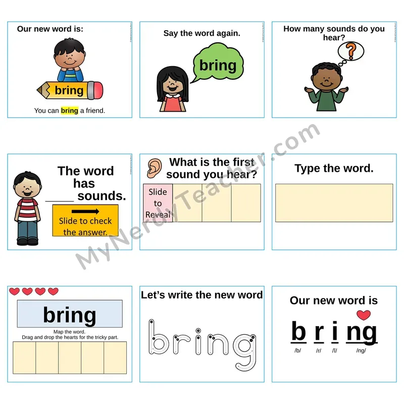 Heart Word Slides Sight Word — bring (Editable PowerPoint Lesson)