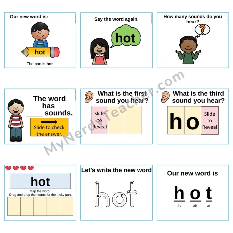 Heart Word Slides Sight Word — hot (Editable PowerPoint Lesson)