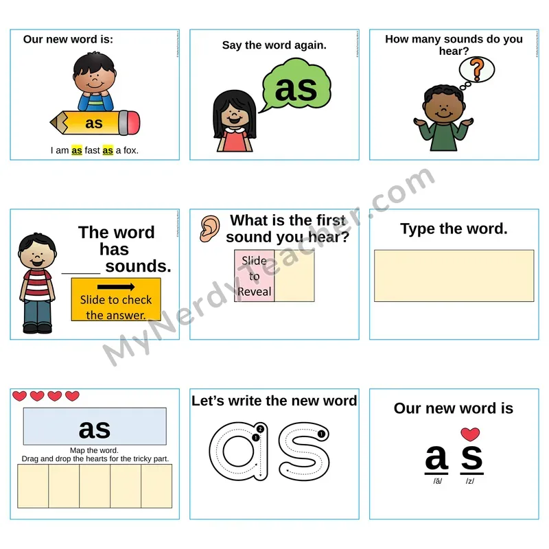 Heart Word Slides Sight Word — as (Editable PowerPoint Lesson)