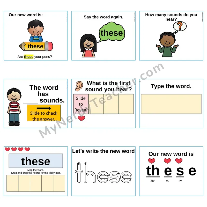 Heart Word Slides Sight Word — these (Editable PowerPoint Lesson)