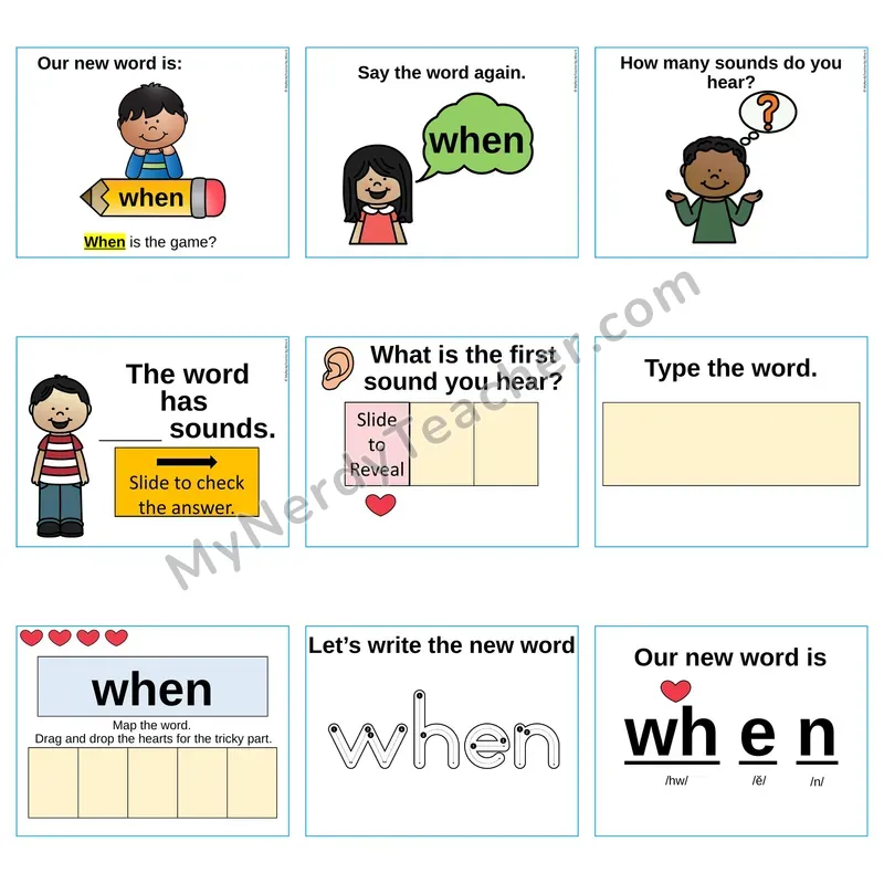 Heart Word Slides Sight Word — when (Editable PowerPoint Lesson)